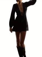 Vestido de estilo femenino vestido de cuello V profundo diseño de nicho falda corta con tirantes - details 4