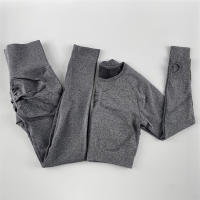 conjunto de yoga para mujer sin costuras ropa deportiva de gimnasio con manga larga sujetador de alto cinturón leggings de gimnasio traje deportivo - details 91