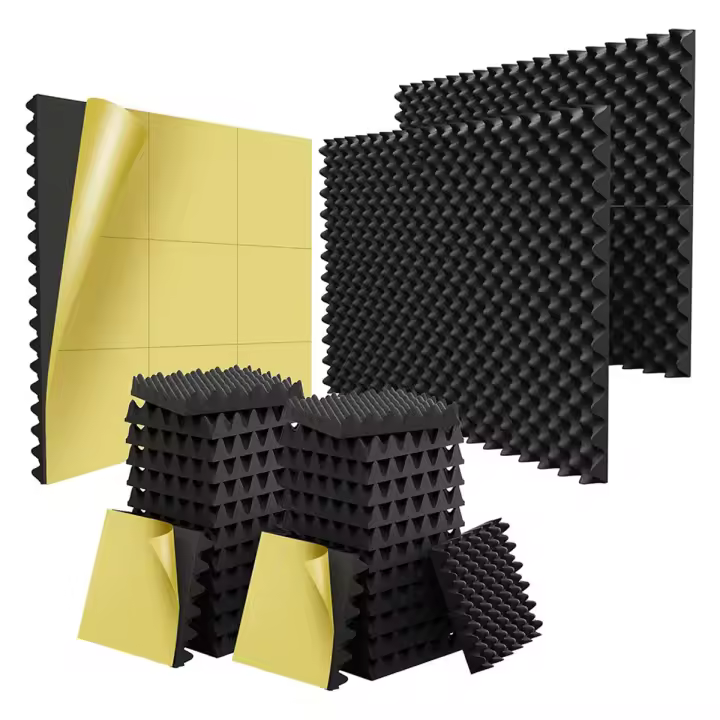 Paneles de pared insonorizados para el hogar y el estudio, espuma acústica autoadhesiva de 1,5x12x12 pulgadas, paquete de 24 unidades - 1