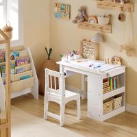 Juego de mesa infantil y 2 sillas de madera, organizador de juguetes multifuncional con 8 cestas y 1 compartimento, 87 x 50 x 50 cm - details 28