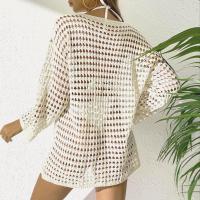 Elegante Cubierta de Punto con Cuello Redondo y Manga Larga Vestido de Playa de Ligero para Verano con Diseño Hueco, Protección Solar, Tela Transpirable - details 20