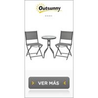 Juego de Muebles de Jardín Plegable Mesa Redonda y 2 Sillas de Terraza Marco de Acero y Respaldo - details 8