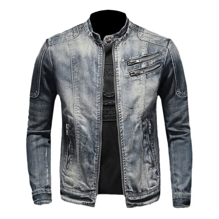 Chaquetas de mezclilla para hombre, ropa de calle retro, abrigos cortavientos vaqueros, ropa de otoño e invierno - 1