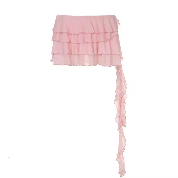 BUNO-lindo dulce Y2k falda rosa mujer Fairycore Grunge Pastel gótico falda de cinta Irregular ropa de calle estética falda de vacaciones - 1