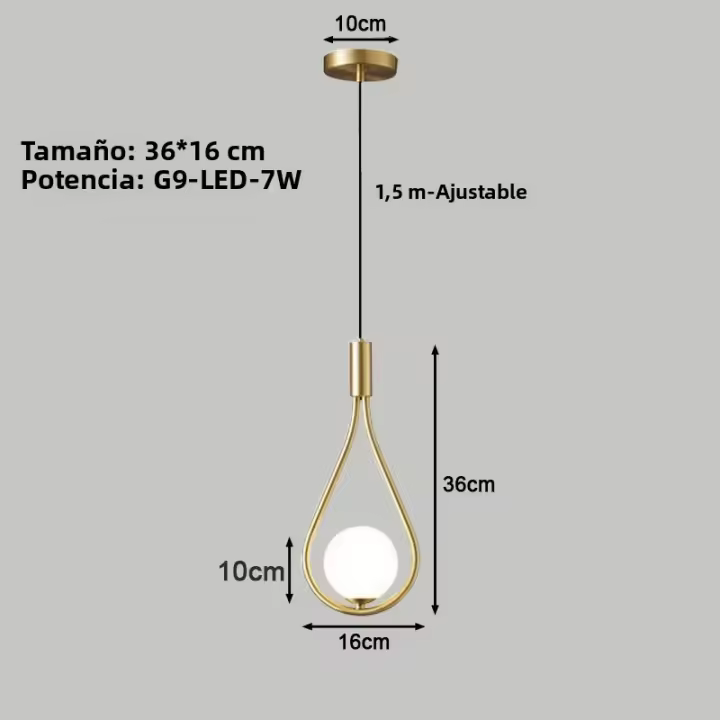 Lámpara Colgante de Cobre LED Moderna y Elegante Iluminación para Dormitorio de 7W - 1