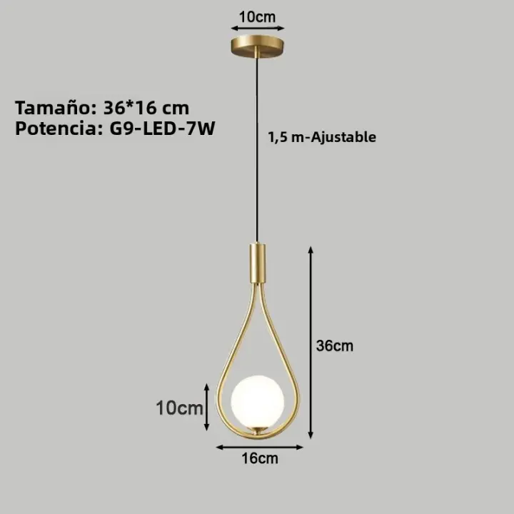 Lámpara Colgante de Cobre LED Moderna y Elegante Iluminación para Dormitorio de 7W - 1