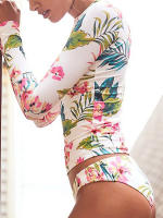 Bikini estampado nuevo para mujer, traje de baño dividido adelgazante conservador con protector solar de manga larga - details 1