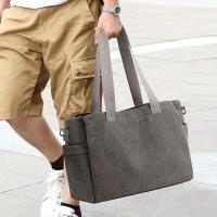 Elegante bolso de mano de lona de poliéster marrón para hombres y mujeres: bolso de hombro y bandolera informal de negocios versátil con múltiples bolsillos, perfecto para el trabajo o el uso diario, bolso cruzado pequeño - details 2