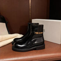 Preciosas botas con cremallera lateral, pequeñas botas chelsea con hebilla dorada - details 8