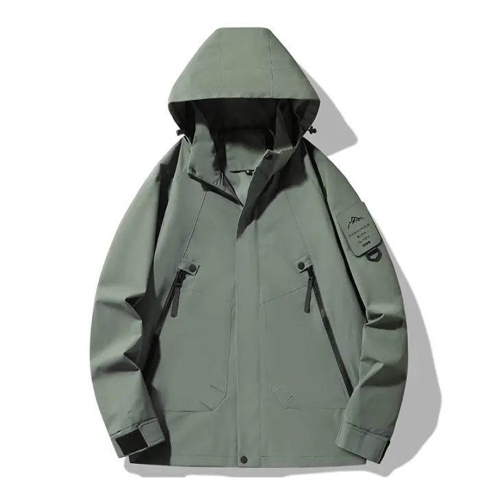 LNGXO Chaqueta Impermeable 100% Poliéster, Cierre de Cremallera, Para Primavera y Otoño, Para Hombres y Mujeres - 1