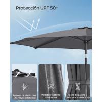 Sombrilla de Jardín 300 cm, UPF 50+, Parasol, 30 ° de Inclinación en dos Direcciones, con , para Patio, Terraza, , Piscina, sin Base, Beige GPU30BE - details 32