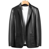 Chaqueta de cuero para traje de hombre de alta calidad, abrigo de cuero de moda para otoño e invierno, nuevo traje pequeño informal, chaqueta de cuero para hombre - details 1