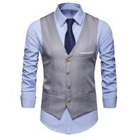 Chaleco de negocios para hombre, ropa de trabajo, chaleco Formal de negocios para boda, bolsillos, traje de tiras blancas extraíbles, chaleco clásico de Color sólido - details 0