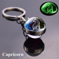 Llavero de Bola de Vidrio de Constelación Luminosa Doble Cara Zodiaco Regalo de Cumpleaños Que Brilla en la Oscuridad para Mujeres - details 1