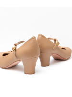Dynadans Zapatos de baile de cuero PU con correa en T para mujer, calzado marrón de 2 pulgadas, UPD - details 1