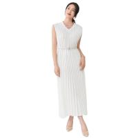 Vestido plisado para mujer, verano, nuevo, suelto, cuello en V, falda de talla grande, temperamento elegante - details 5