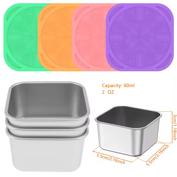 Contenedor Portátil de Aperitivos de Acero Inoxidable Caja de Ensalada con Tapas de Silicona - 1