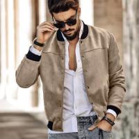 Chaqueta De Cuero Suelto Para Hombre Con Cuello Erguido Estilo Americano Casual Moda Primavera Otoño Botones Cardigan Moto & Biker - details 7