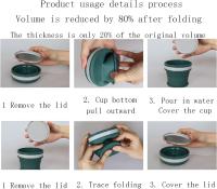 Vaso para enjuague bucal para viajes al aire libre, vaso telescópico de silicona, vaso plegable portátil, vaso de café diario para el hogar (verde lago) - details 1