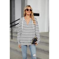 Sudadera con capucha de moda coreana para mujer, manga larga, rayas, primavera-otoño, top novedoso - details 18