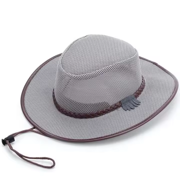 Gorra de Vaquero Ancho para Verano Color Sólido, Ajustable, Protección Solar, Gorra de Playa para Hombres - 1