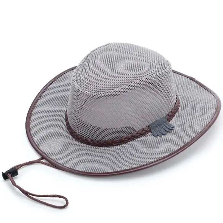 Gorra de Vaquero Ancho para Verano Color Sólido, Ajustable, Protección Solar, Gorra de Playa para Hombres - 1