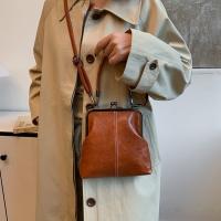 Bolso de hombro elegante con cierre de beso, bolso cruzado de estilo chino Retro de cuero PU, bolso de mujer Vintage de gran capacidad de Color sólido - details 12