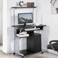 Mesa Escritorio con Ruedas Escritorio con Estanteria 80x50x132cm Mesa de Ordenador con Bandeja de Teclado para Espacio Límite Negro - details 1