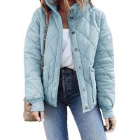 Chaqueta acolchada de manga larga para mujer, abrigo informal de primavera y otoño, Cuello de pie, con bolsillos - details 8