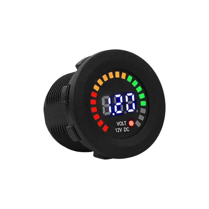 Voltímetro LED de 12V CC, pantalla Digital, medidor de voltaje redondo impermeable para instalación de coche, motocicleta, barco, ATV, RV - 1