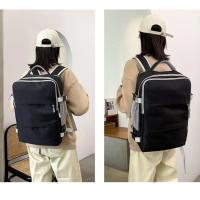 Mochila de viaje de gran capacidad para mujer, bolso de día informal, impermeable, antirrobo, con correa de equipaje y puerto de - details 3