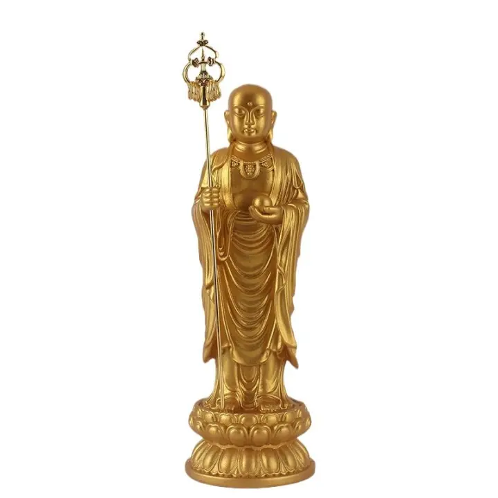 Estación Ongsha, Bodhisattva, solemne, Montaña Jiuhua, artesanías de resina Golden Ksitigarbha, adornos auspiciosos, estatuas de Buda y - 1