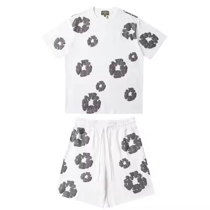 Conjunto de chándal de verano Denim Tears, camiseta y pantalón corto de hip hop unisex - 1
