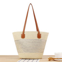 2025 nueva bolsa de mano de gran capacidad a rayas bolsa tejida a mano con textura Premium bolsa de hombro versátil para vacaciones - details 9