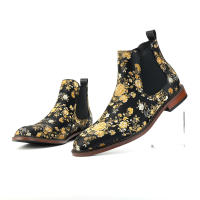 Botas Chelsea florales prensadas bordadas vintage Botas desnudas para hombres - details 1