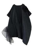 EAM mujeres negro tamaño grande encaje empalmado 3D wer vestido nuevo cuello redondo manga tres cuartos moda Primavera otoño 2025 31A0706 - details 2