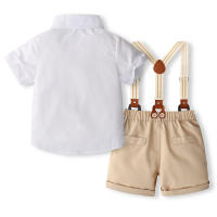 Conjunto de tirantes de manga corta para niños, ropa de tres piezas, estilo británico, Verano - details 3