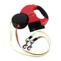 Con luces, correa doble para caminar para perros, cuerda de rotación retráctil doble de plástico ajustable, reflectante de nailon - details 10