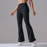 Leggings de yoga de color sólido para mujer, pantalones acampanados de cintura alta, elásticos, entrenamiento, pierna ancha - details 29