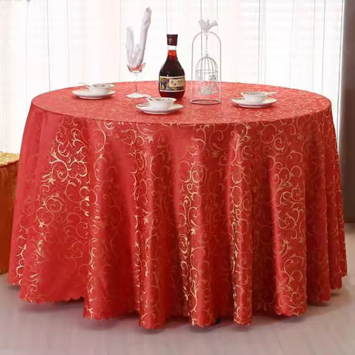 Decoración de mesa, mantel redondo de Jacquard de lujo, a prueba de polvo, cubierta de mesa de banquete más gruesa, tapete de mesa de gran tamaño para Hotel - 1