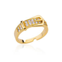 Anillos de cinturón de acero inoxidable para mujer, anillo de dedo con cinturón ajustable de circón, joyería estética geométrica para boda, anillos de regalo - details 0
