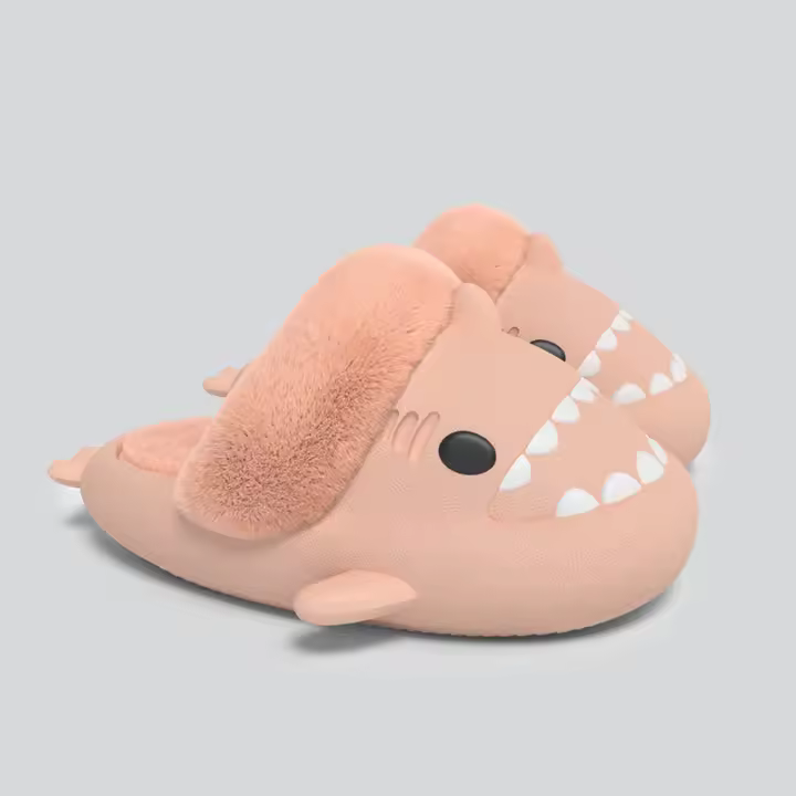Zapatillas de algodón de tiburón extraíbles, impermeables, gruesas, de terciopelo, cálidas, para el hogar, zapatillas mullidas - 1