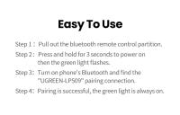 UGREEN Bluetooth5.1 trípode/palo Selfie soporte 750mm extendido 10m Bluetooth obturador remoto Universal para IOS Android - details 13