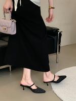 Hada francesa viento punta cabeza bolsa cabeza media zapatillas mujer usando nuevo tacón delgado arrugado zapatillas geniales - details 12