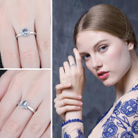 -anillo de compromiso de Plata de Ley 925 con Topacio azul cielo, joyería fina ovalada con gemas, regalo de aniversario - details 3