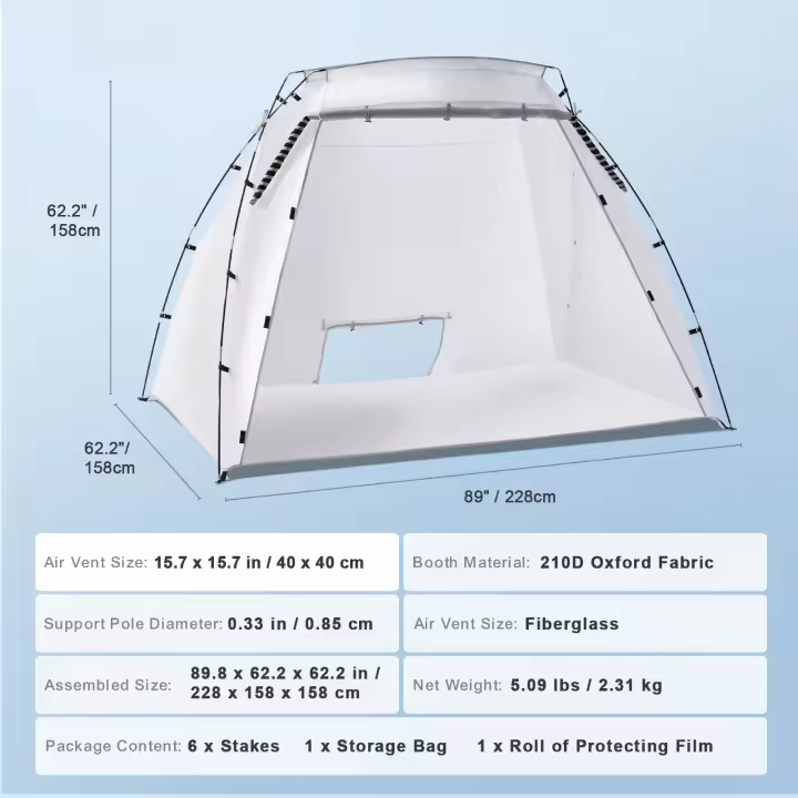 SucceBuy Refugio portátil de pintura en aerosol con piso incorporado y pantalla de malla, tienda de pintura emergente plegable para muebles y proyectos de bricolaje grandes - 1