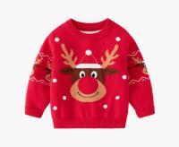 Suéter de invierno auténtico para niños y niñas, doble ciervo trenzado rojo, decoración navideña, estilo informal, cuello redondo, manga larga, nuevo - details 1