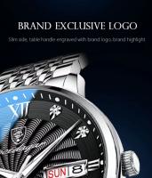 Reloj de Pulsera Luminoso Impermeable POEDAGAR Diseño de Calendario de Cuarzo con Correa de Acero Inoxidable Regalo Perfecto para Hombres, Papá, Amor Joyería de Gafas de Sol - details 9