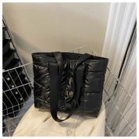 Moda señoras Tote bolsos de gran capacidad de algodón acolchado bolsa de compras rombo bolso portátil acolchado sólido para viajes de ocio - details 28