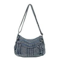Bolso bandolera de mezclilla retro para mujer, bolso de lona vintage con cremallera de alta capacidad, ropa casual - details 7